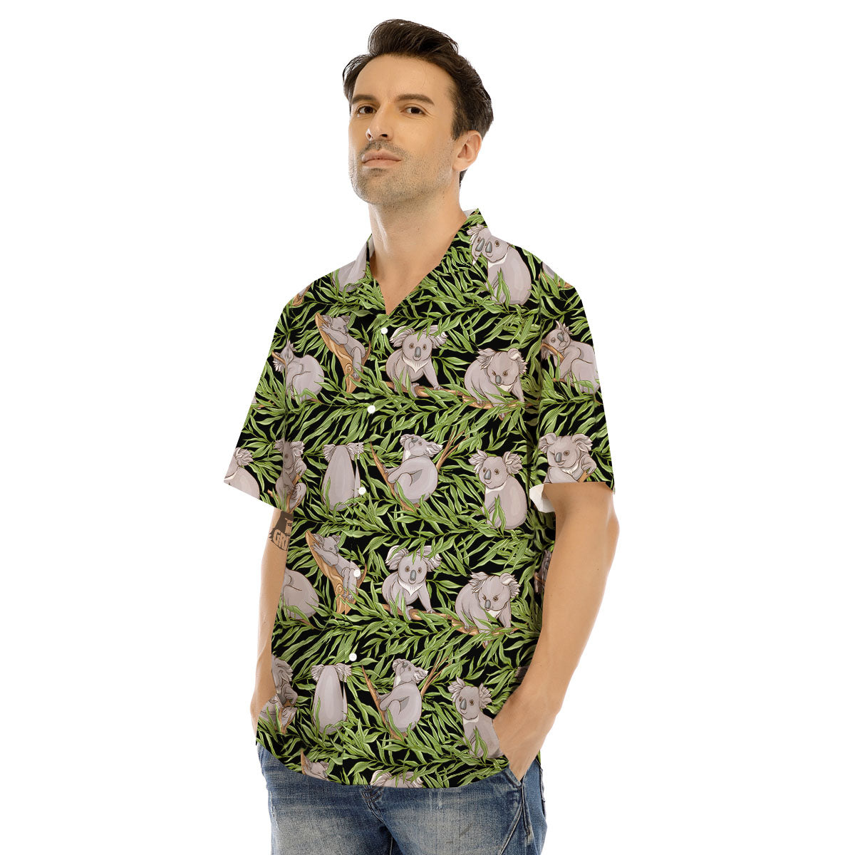 Forest Koala Print Pattern Men's Hawaiian Shirt-grizzshop