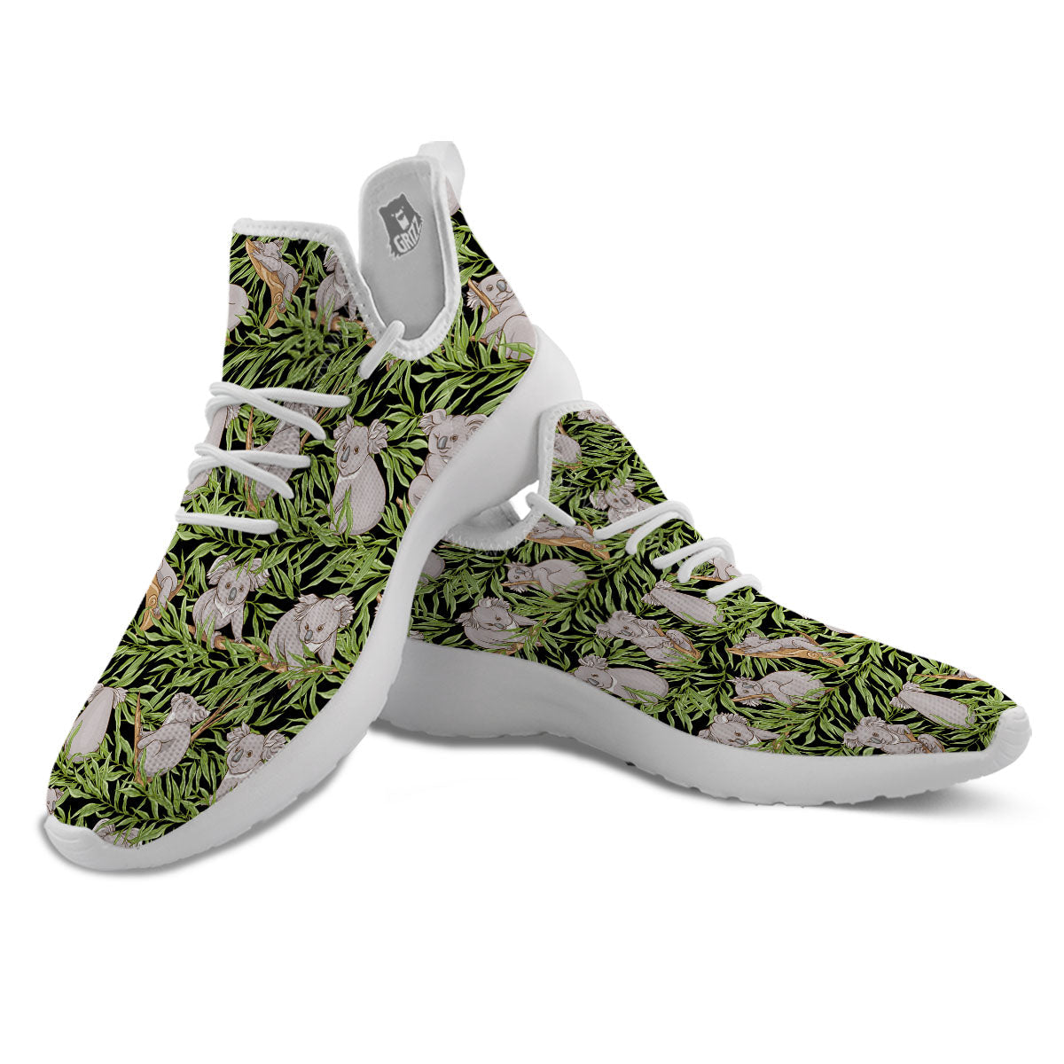 Forest Koala Print Pattern White Athletic Shoes-grizzshop