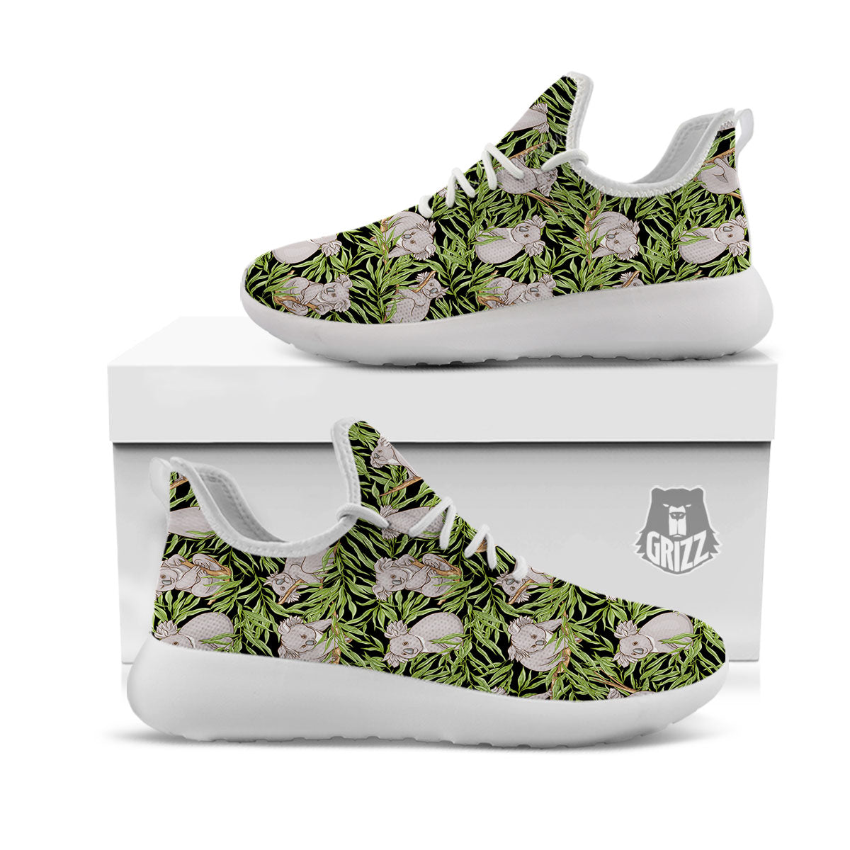 Forest Koala Print Pattern White Athletic Shoes-grizzshop