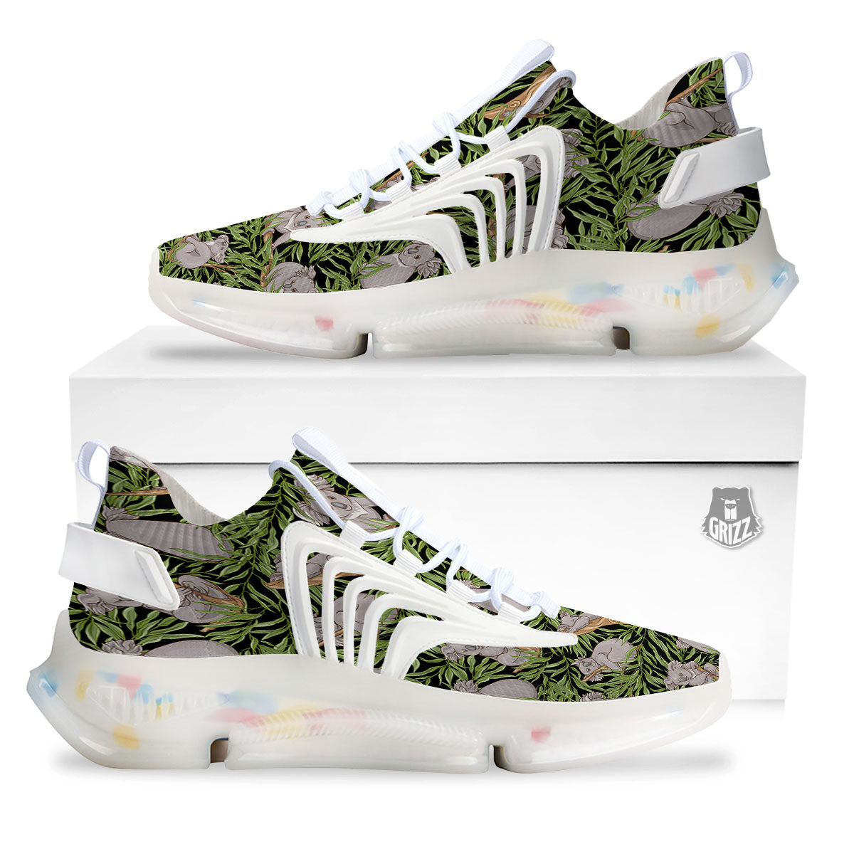 Forest Koala Print Pattern White Gym Shoes-grizzshop