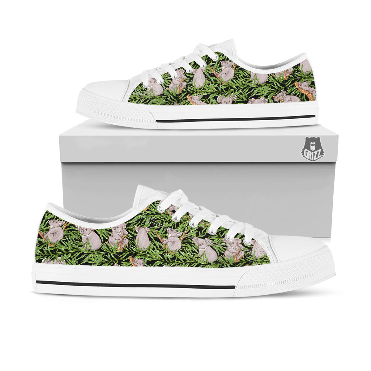 Forest Koala Print Pattern White Low Top Shoes-grizzshop