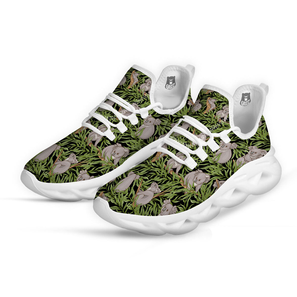 Forest Koala Print Pattern White Running Shoes-grizzshop