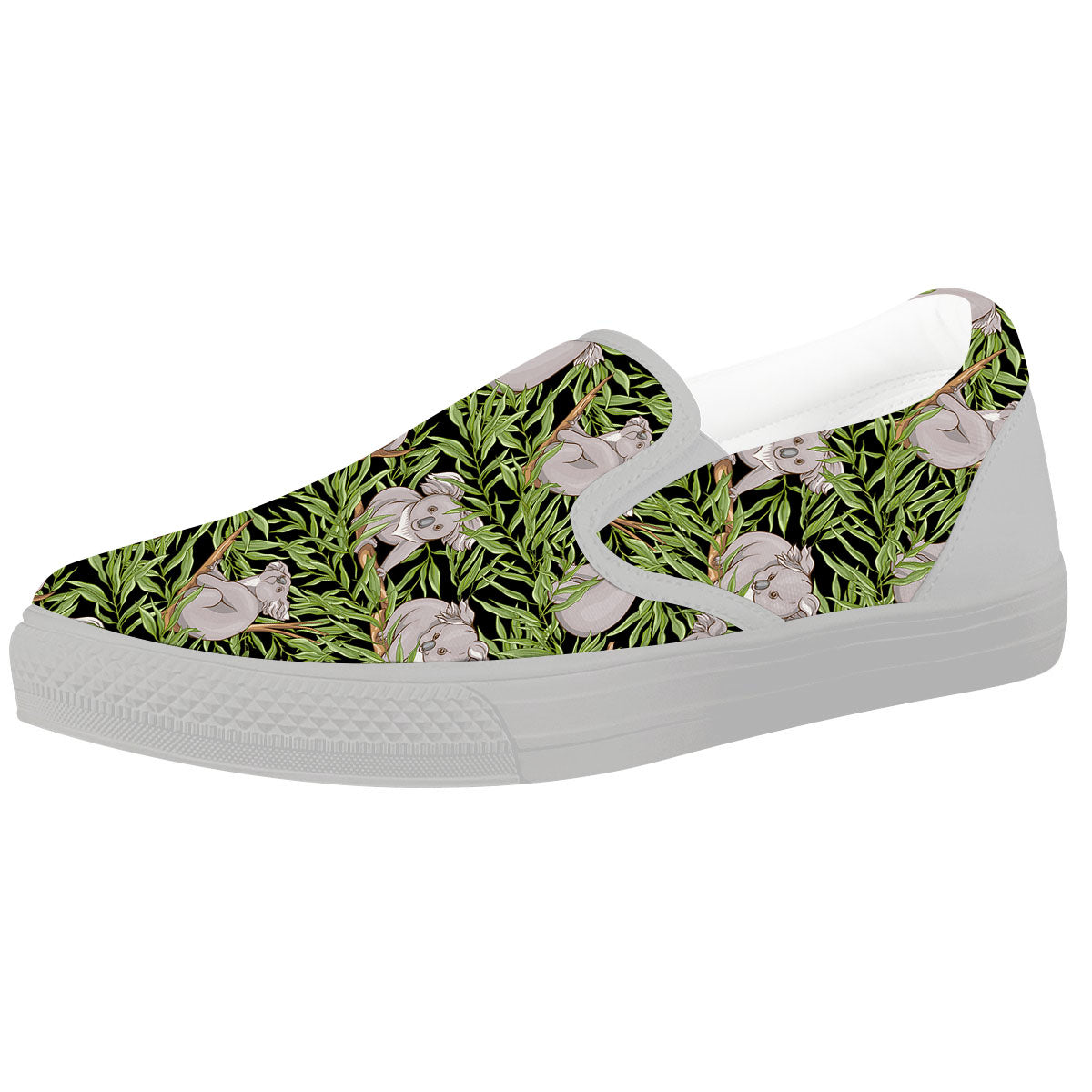 Forest Koala Print Pattern White Slip On Shoes-grizzshop