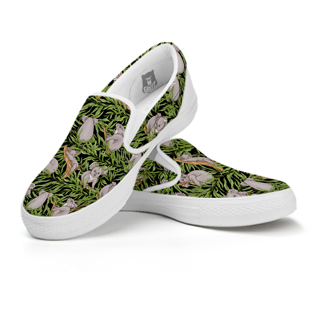 Forest Koala Print Pattern White Slip On Shoes-grizzshop