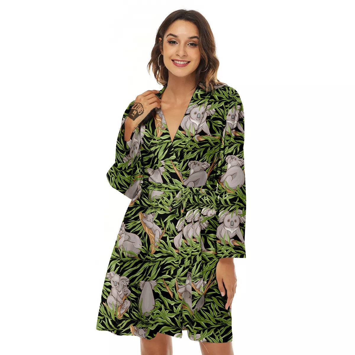 Forest Koala Print Pattern Women's Robe-grizzshop