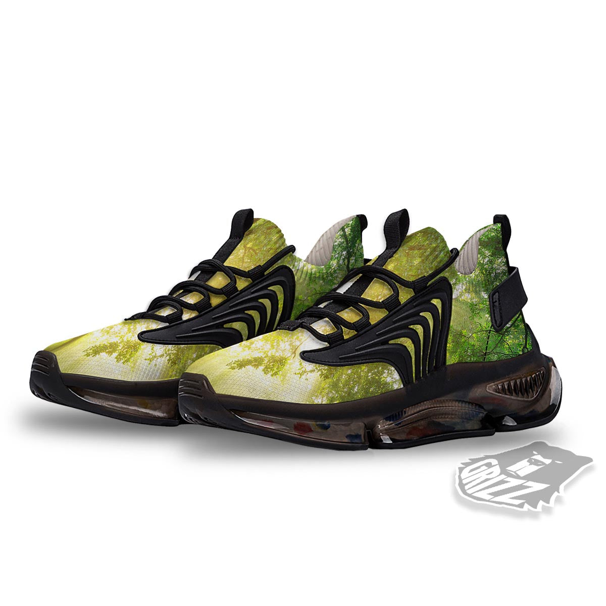 Forest Sunrise Print Black Gym Shoes-grizzshop