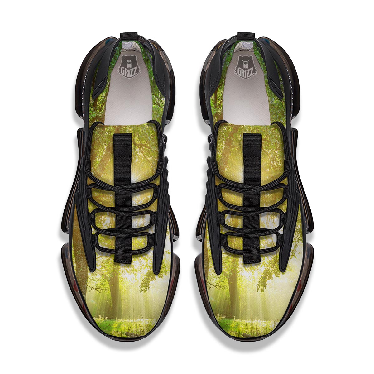 Forest Sunrise Print Black Gym Shoes-grizzshop
