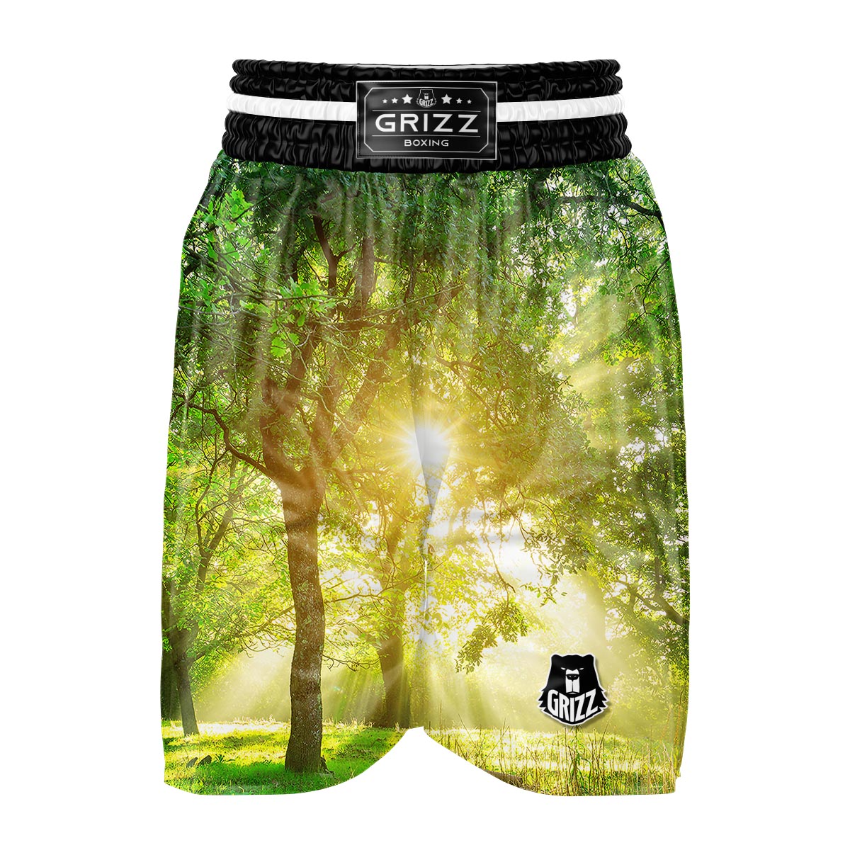 Forest Sunrise Print Boxing Shorts-grizzshop
