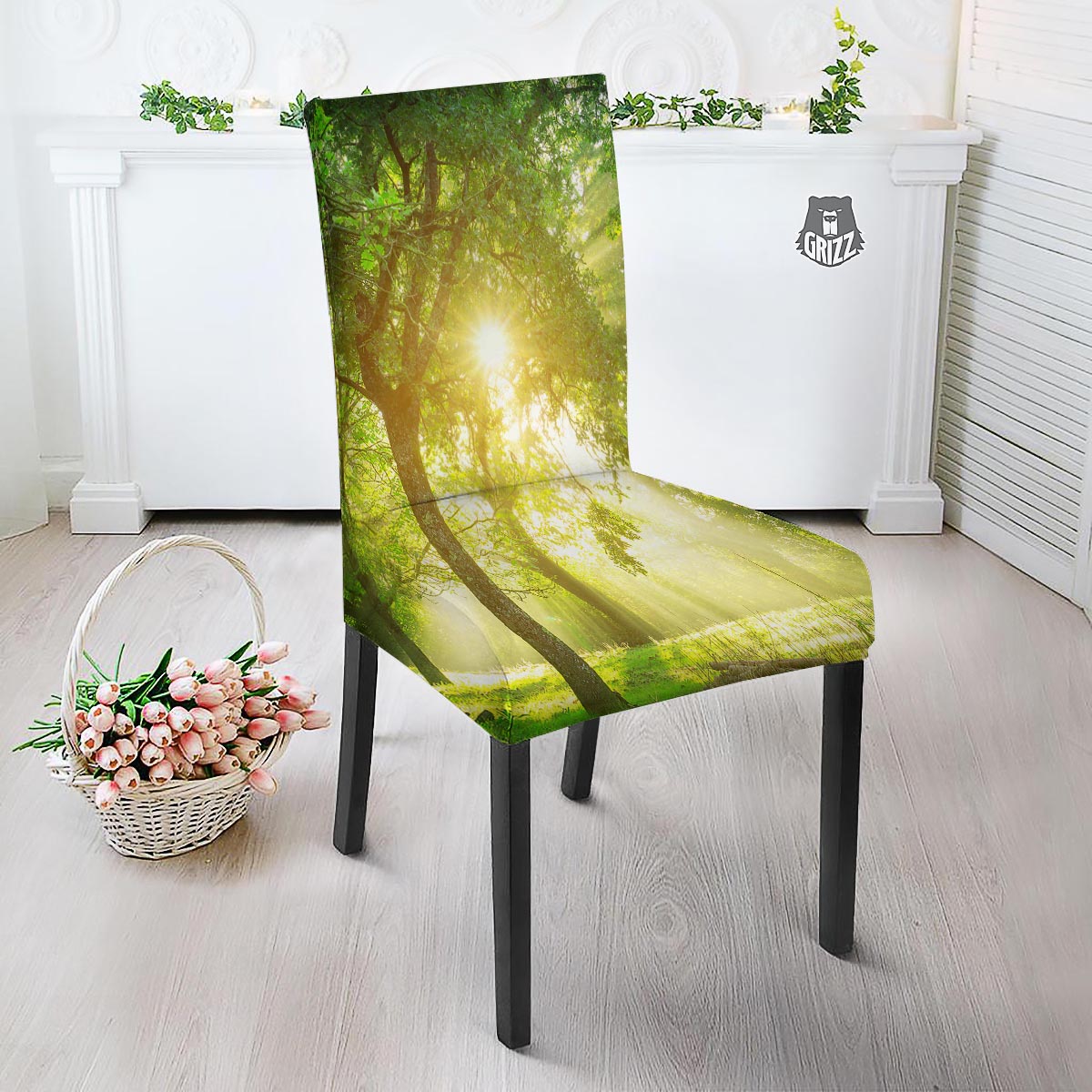 Forest Sunrise Print Dining Chair Slipcover-grizzshop
