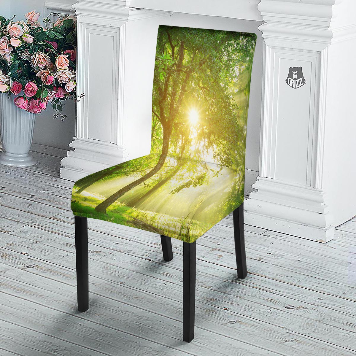 Forest Sunrise Print Dining Chair Slipcover-grizzshop