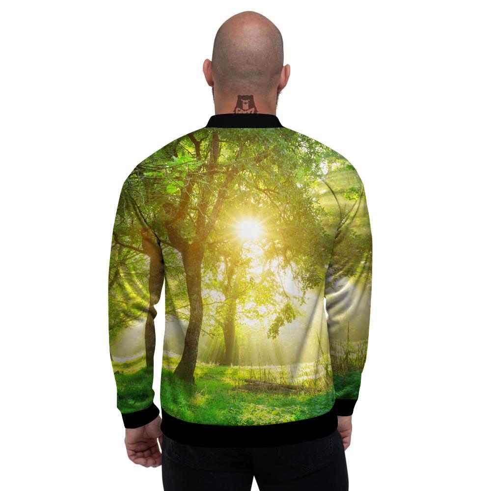 Forest Sunrise Print Men's Bomber Jacket-grizzshop