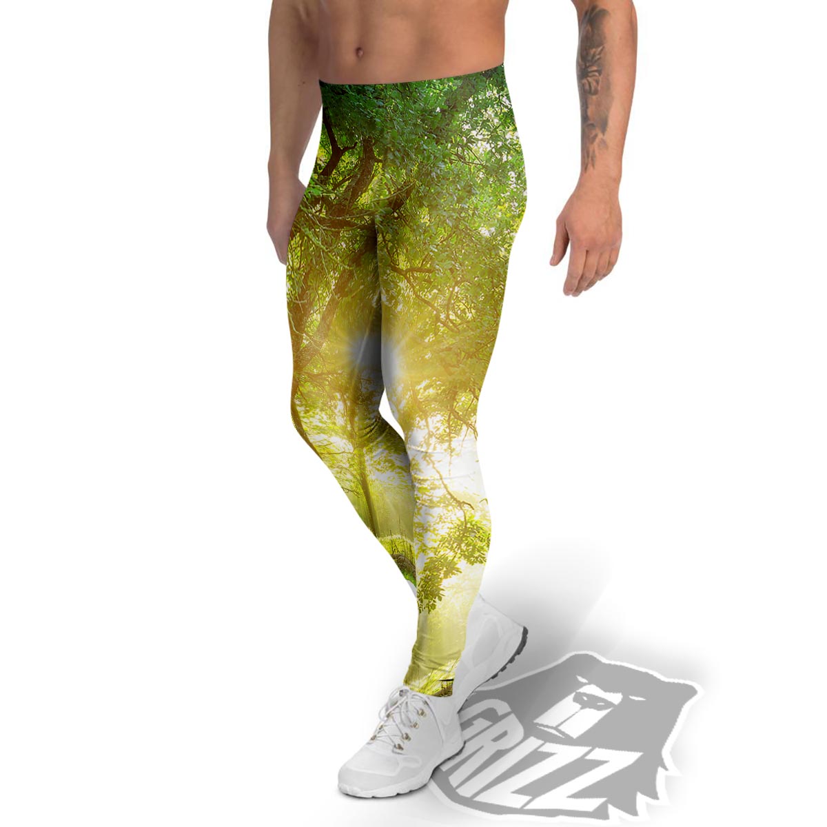 Forest Sunrise Print Men's Leggings-grizzshop