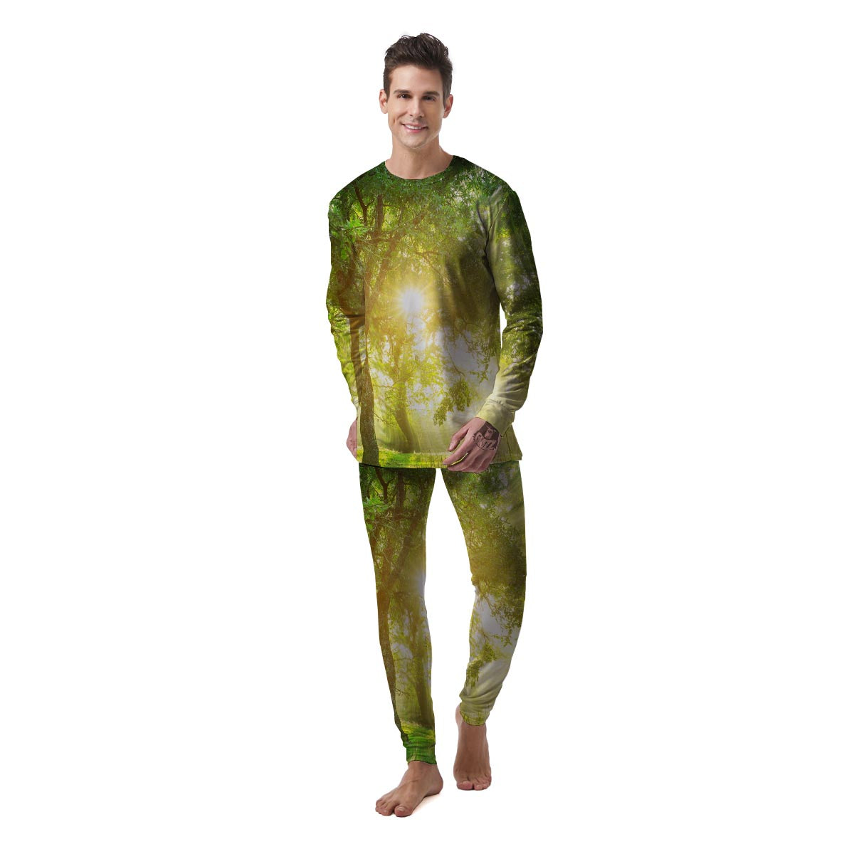 Forest Sunrise Print Men's Pajamas-grizzshop