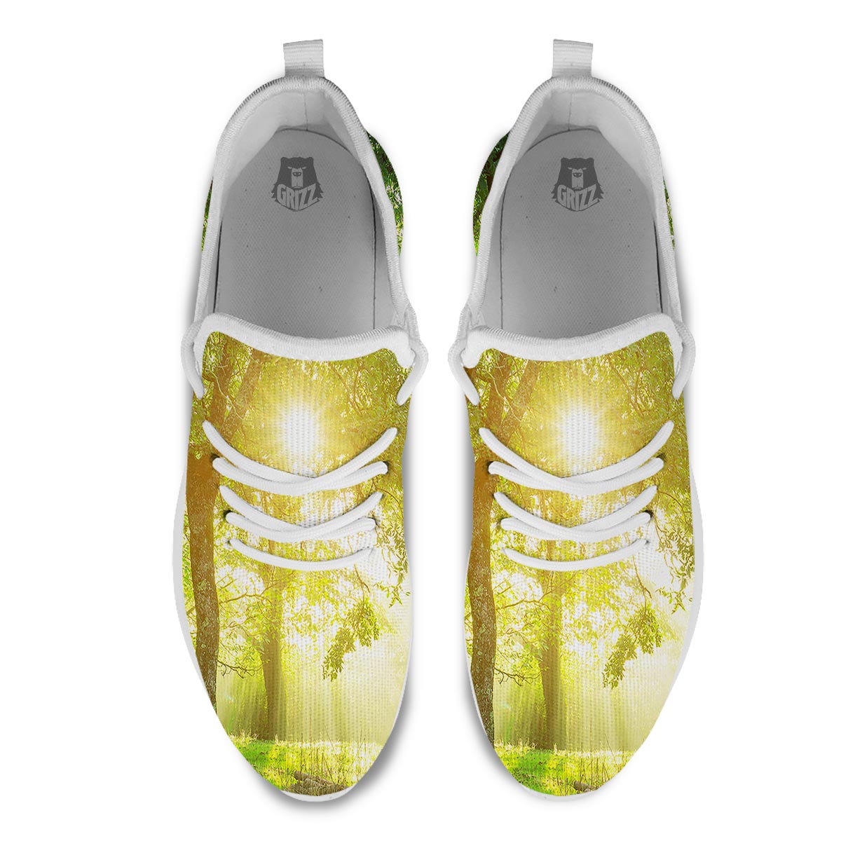 Forest Sunrise Print White Athletic Shoes-grizzshop