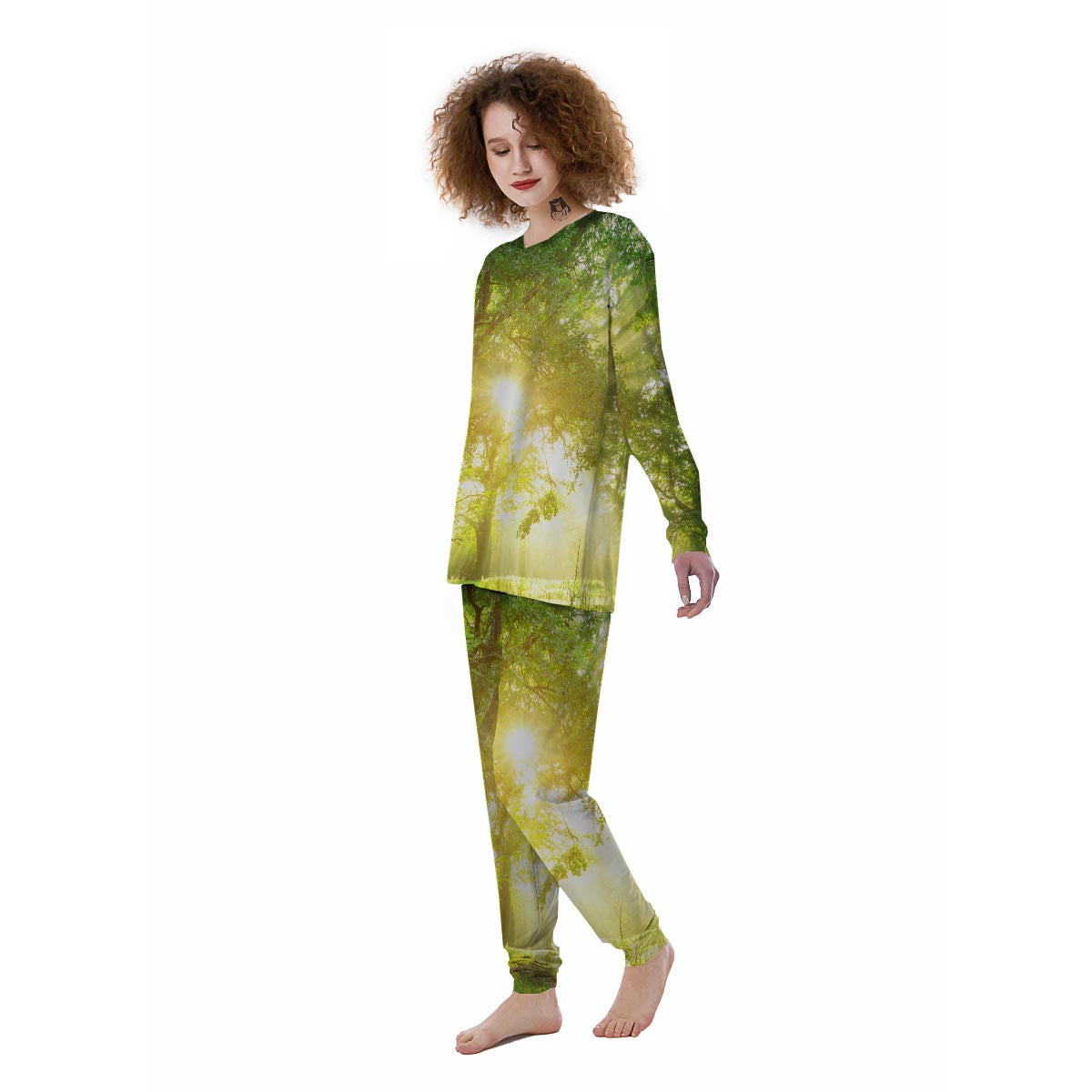 Forest Sunrise Print Women's Pajamas-grizzshop