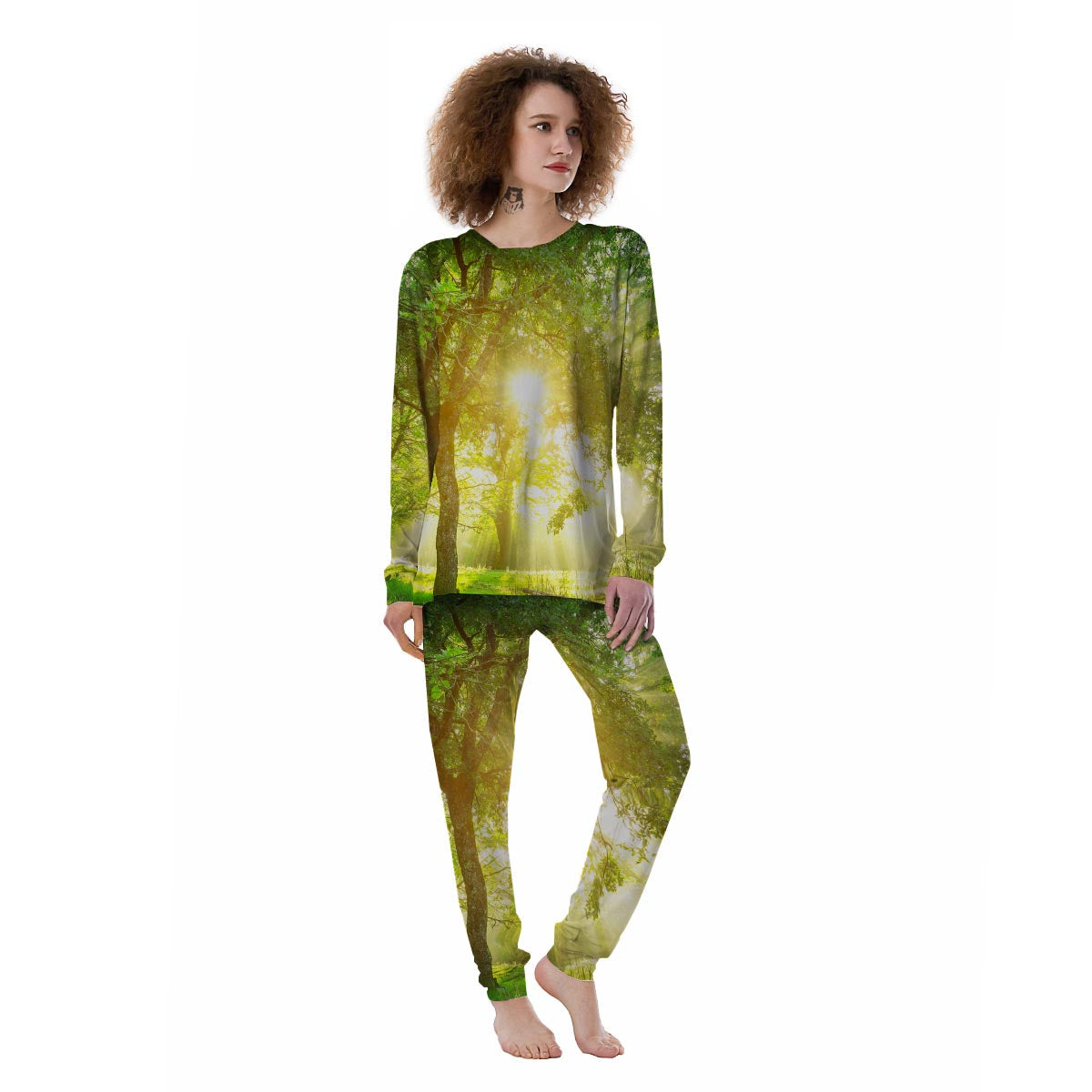 Forest Sunrise Print Women's Pajamas-grizzshop