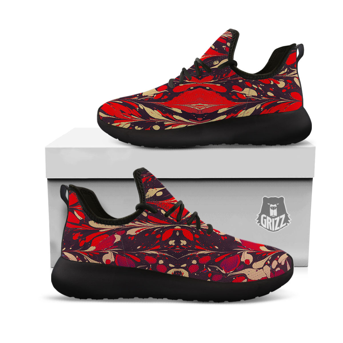 Formed Psychedelic Print Pattern Black Athletic Shoes-grizzshop