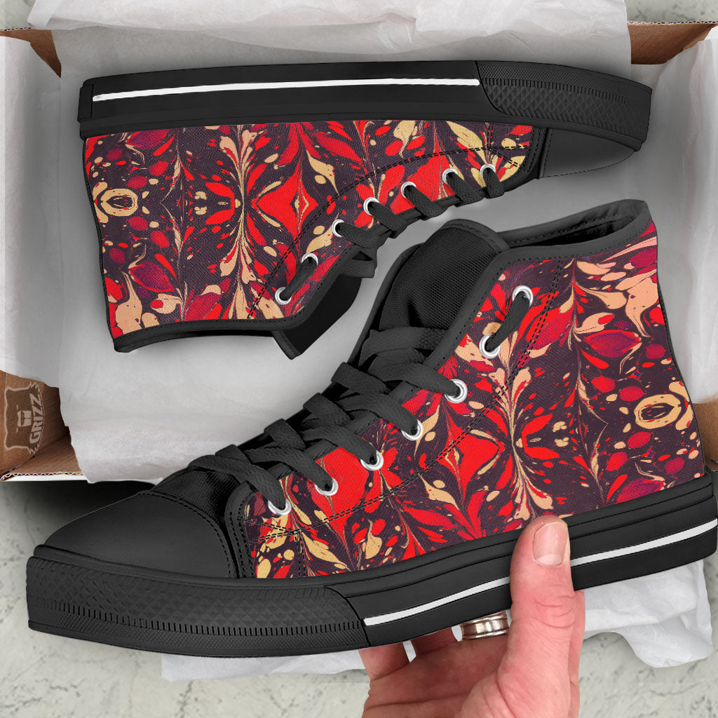 Formed Psychedelic Print Pattern Black High Top Shoes-grizzshop