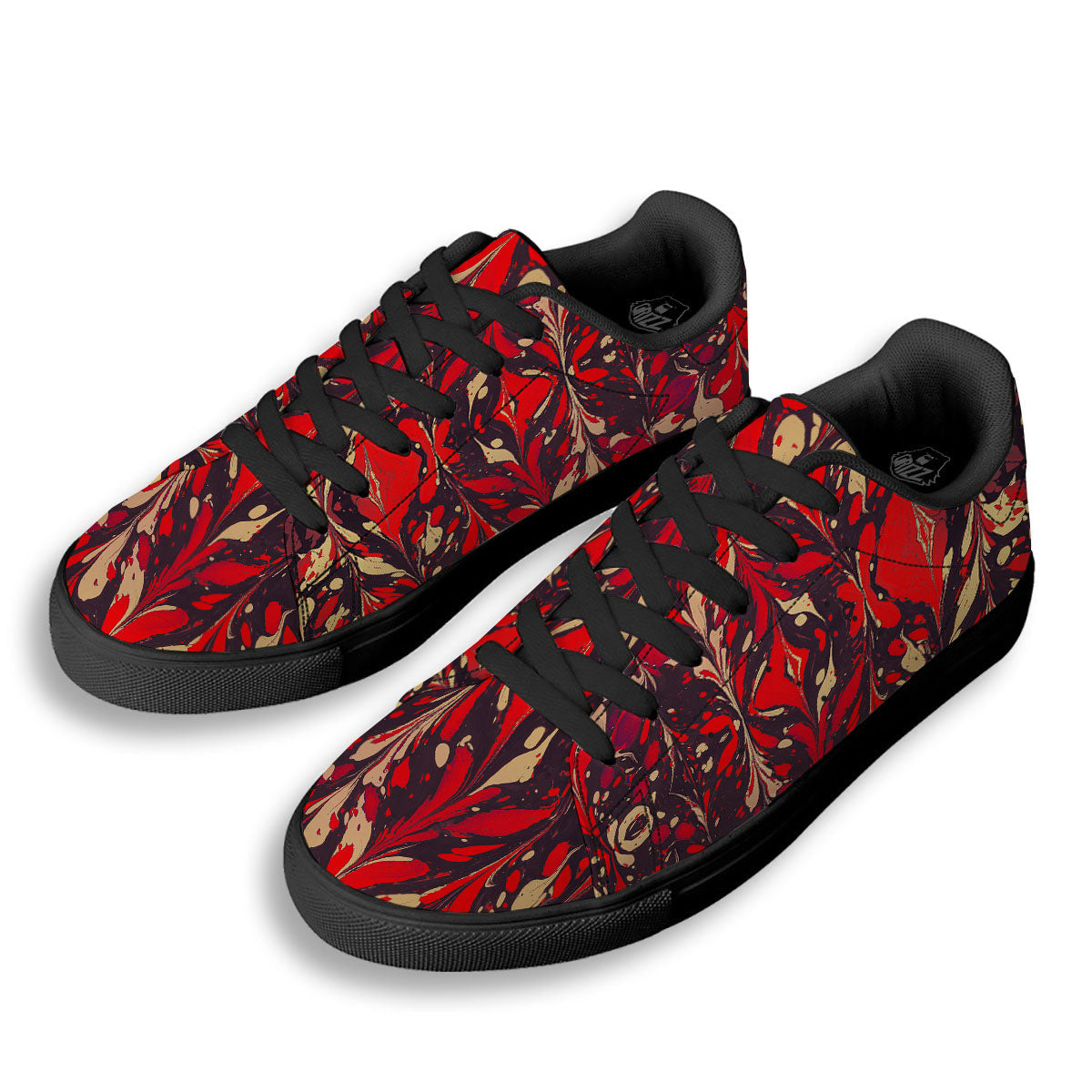 Formed Psychedelic Print Pattern Black Low Top Sneakers-grizzshop