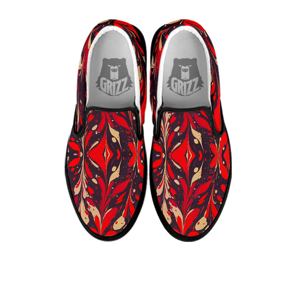 Formed Psychedelic Print Pattern Black Slip On Shoes-grizzshop