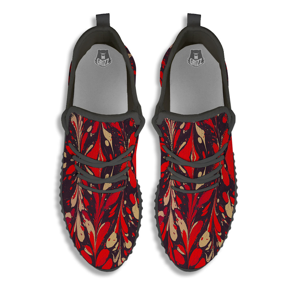 Formed Psychedelic Print Pattern Black Walking Shoes-grizzshop