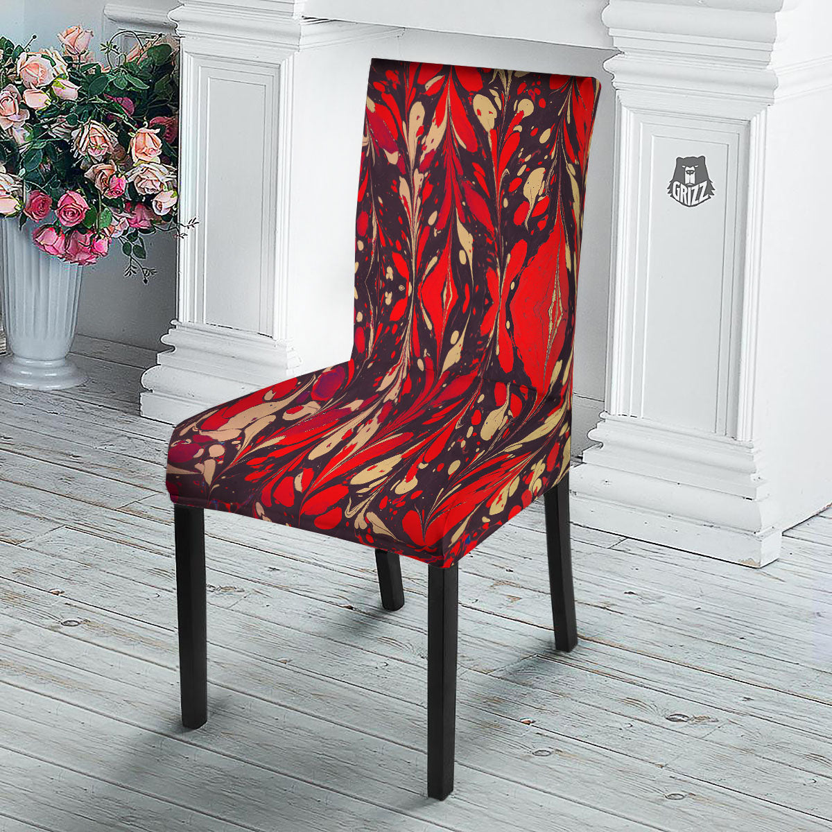 Formed Psychedelic Print Pattern Dining Chair Slipcover-grizzshop