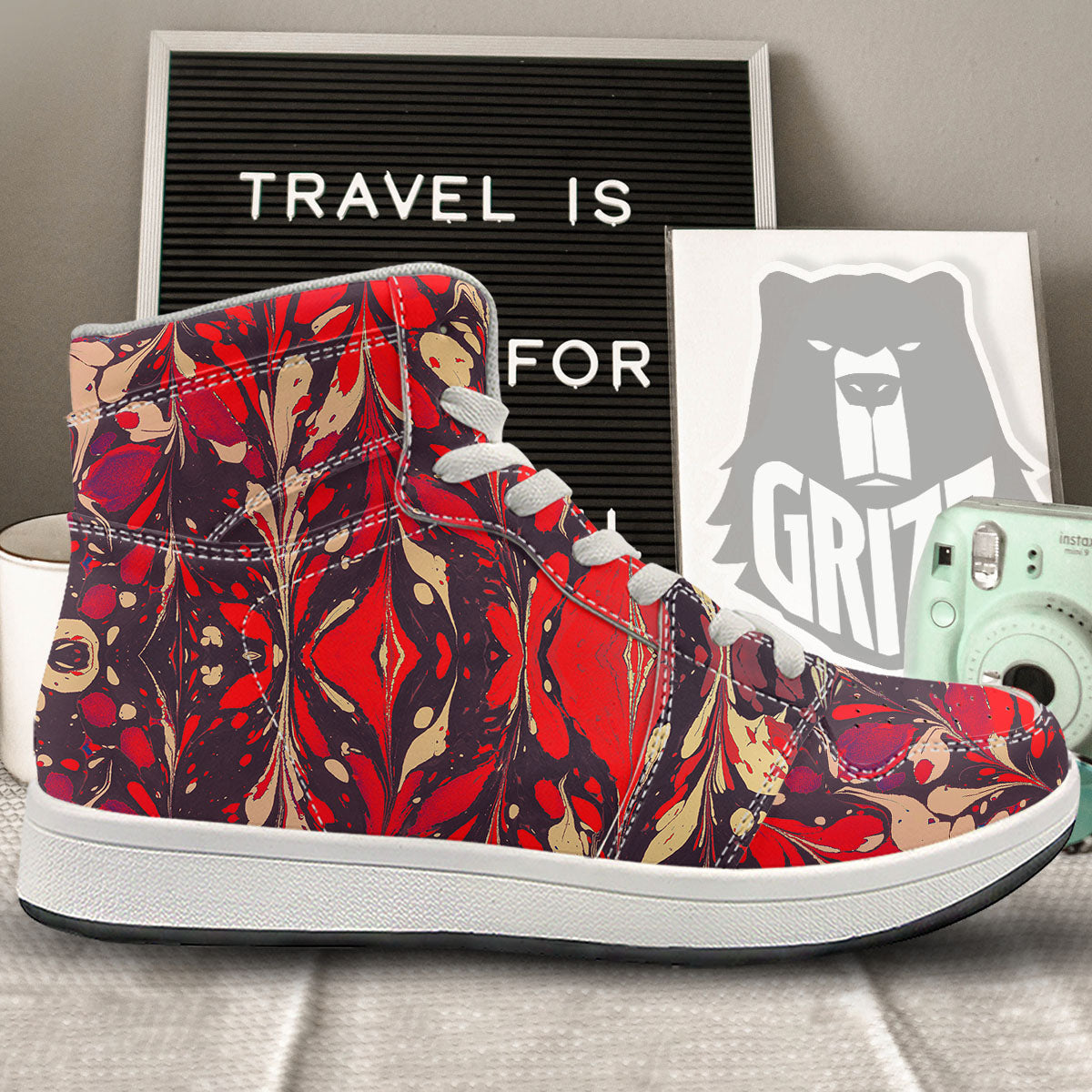 Formed Psychedelic Print Pattern High Top Sneakers-grizzshop