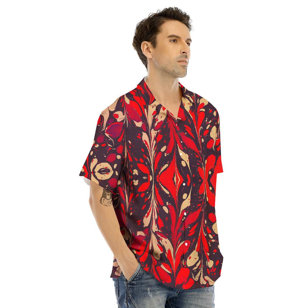 Formed Psychedelic Print Pattern Men's Hawaiian Shirt-grizzshop