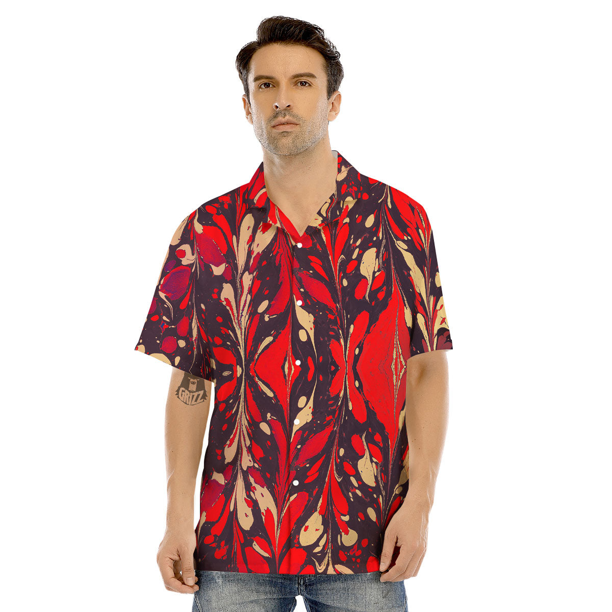 Formed Psychedelic Print Pattern Men's Hawaiian Shirt-grizzshop