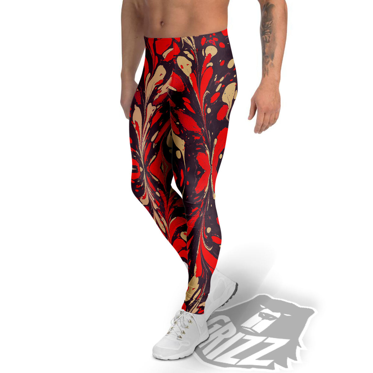 Formed Psychedelic Print Pattern Men's Leggings-grizzshop