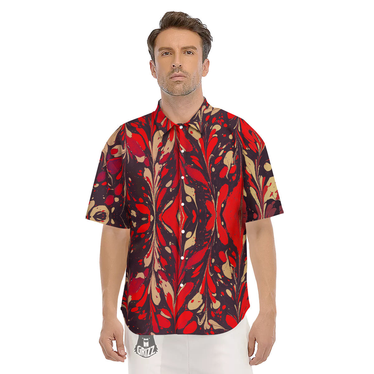 Formed Psychedelic Print Pattern Men's Short Sleeve Shirts-grizzshop