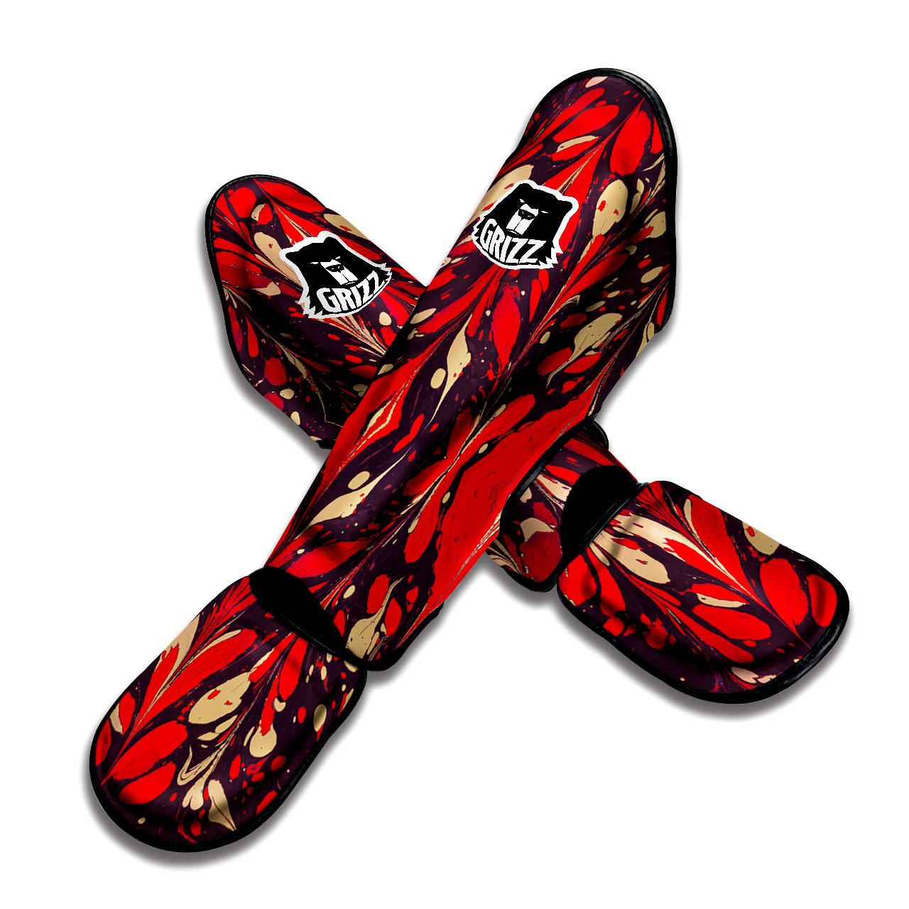 Formed Psychedelic Print Pattern Muay Thai Shin Guards-grizzshop