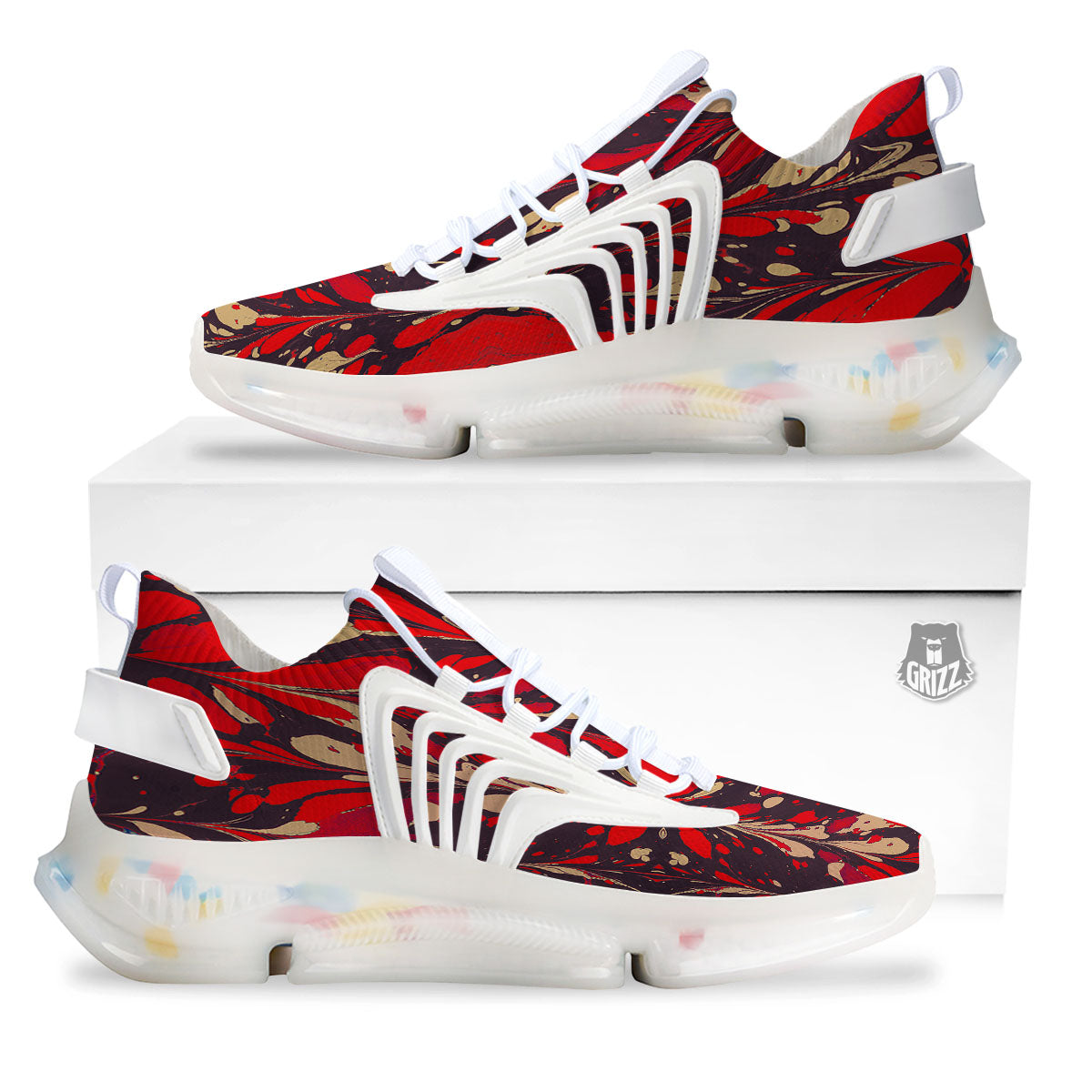 Formed Psychedelic Print Pattern White Gym Shoes-grizzshop