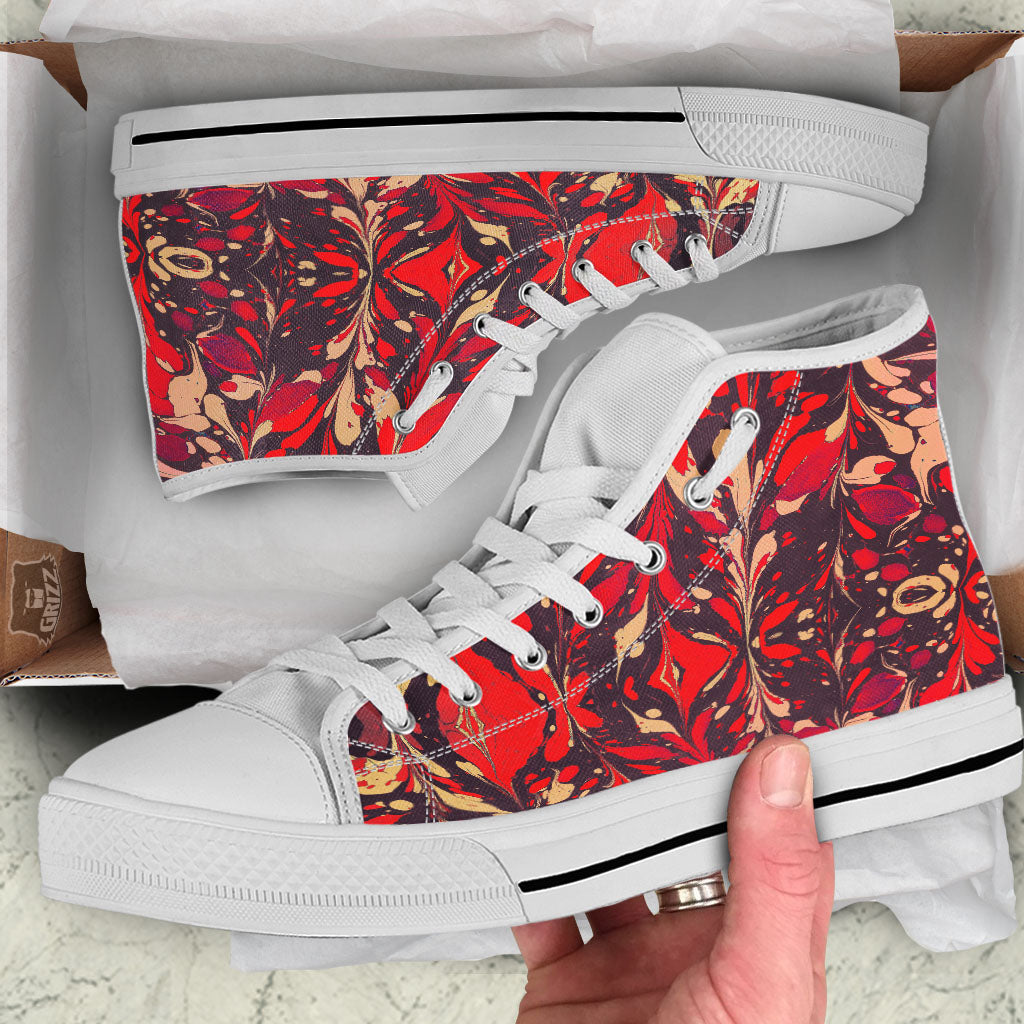 Formed Psychedelic Print Pattern White High Top Shoes-grizzshop