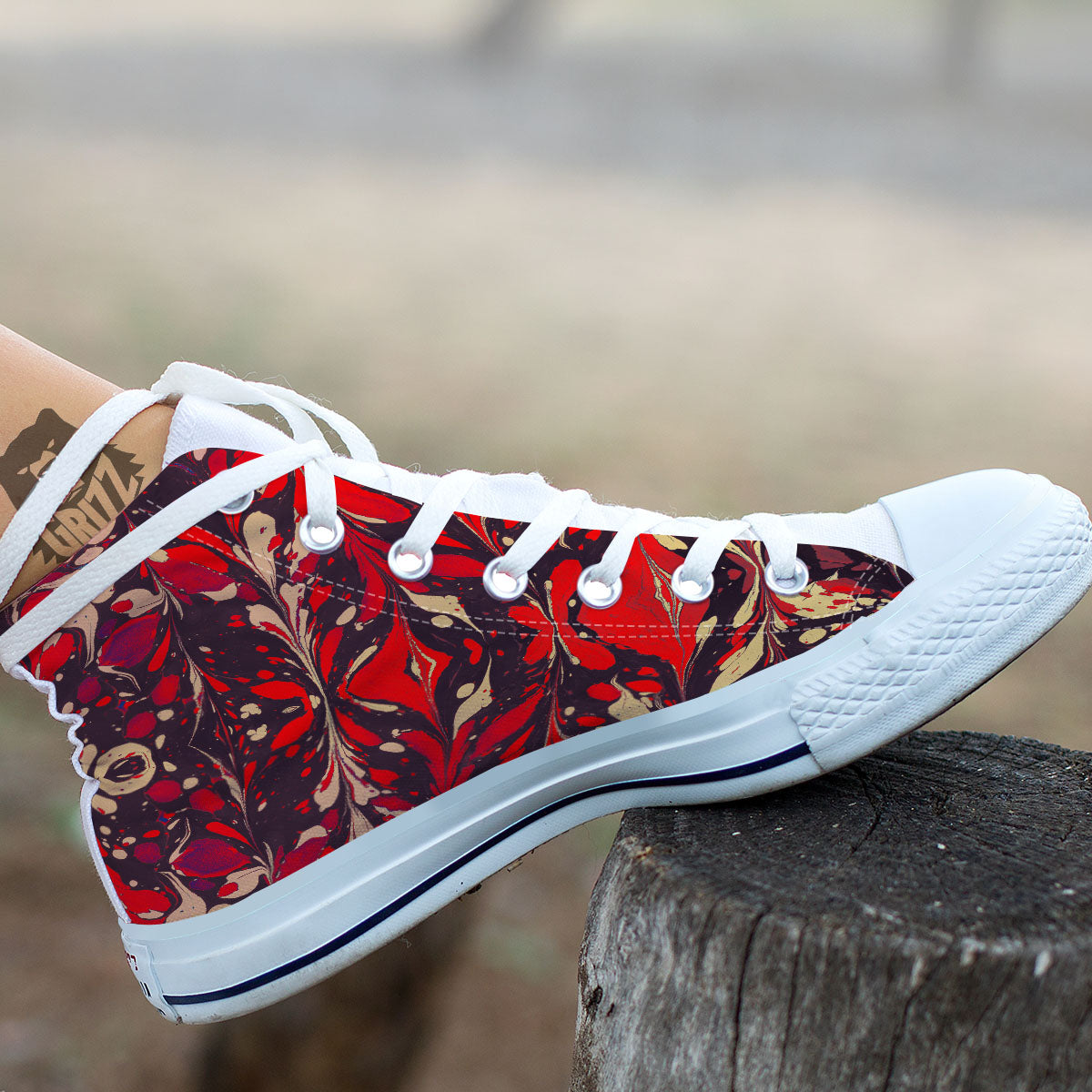 Formed Psychedelic Print Pattern White High Top Shoes-grizzshop