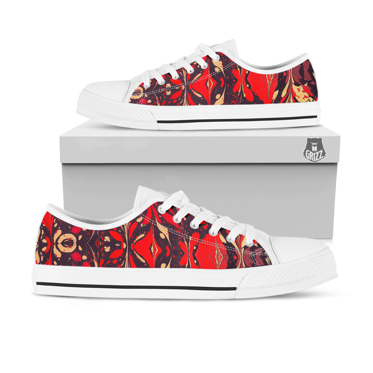 Formed Psychedelic Print Pattern White Low Top Shoes-grizzshop