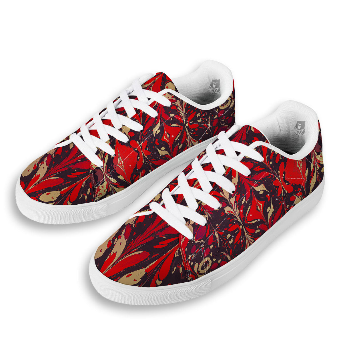 Formed Psychedelic Print Pattern White Low Top Sneakers-grizzshop