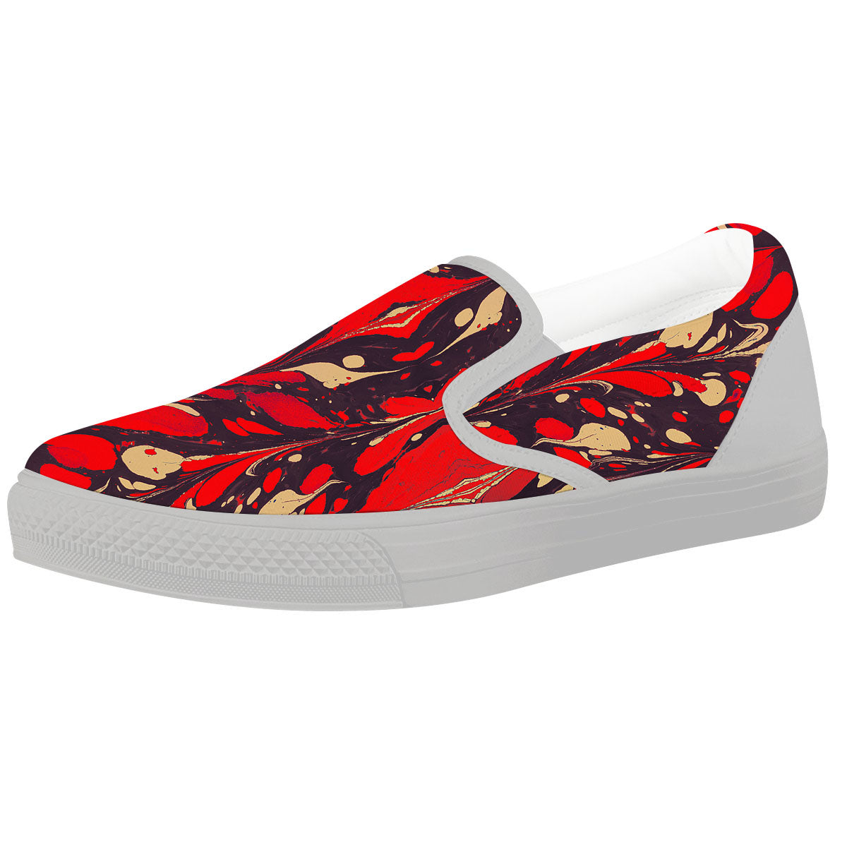 Formed Psychedelic Print Pattern White Slip On Shoes-grizzshop