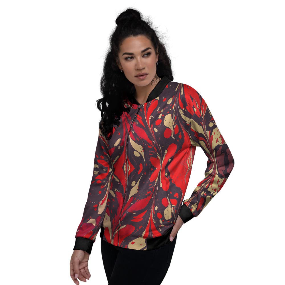 Formed Psychedelic Print Pattern Women's Bomber Jacket-grizzshop