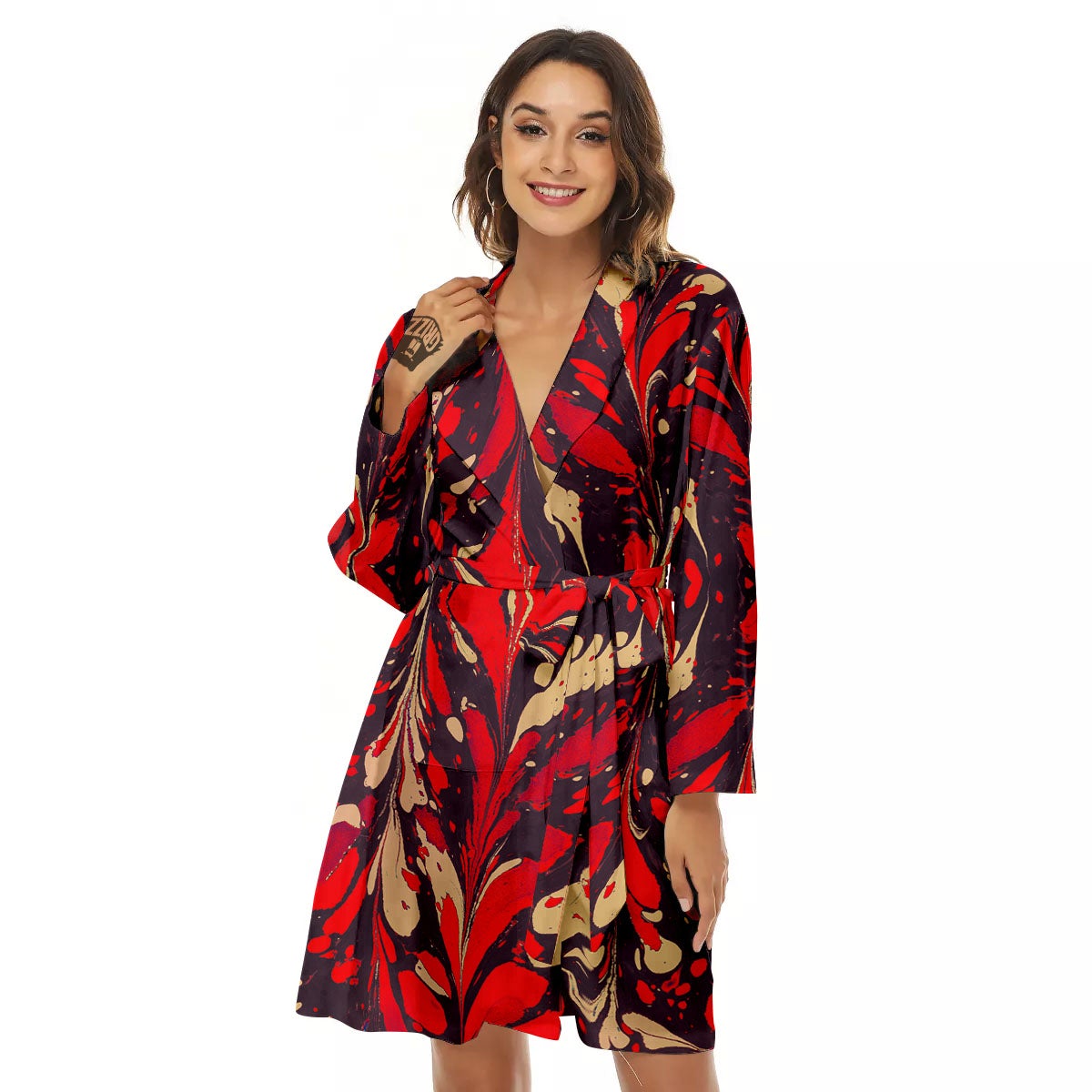 Formed Psychedelic Print Pattern Women's Robe-grizzshop