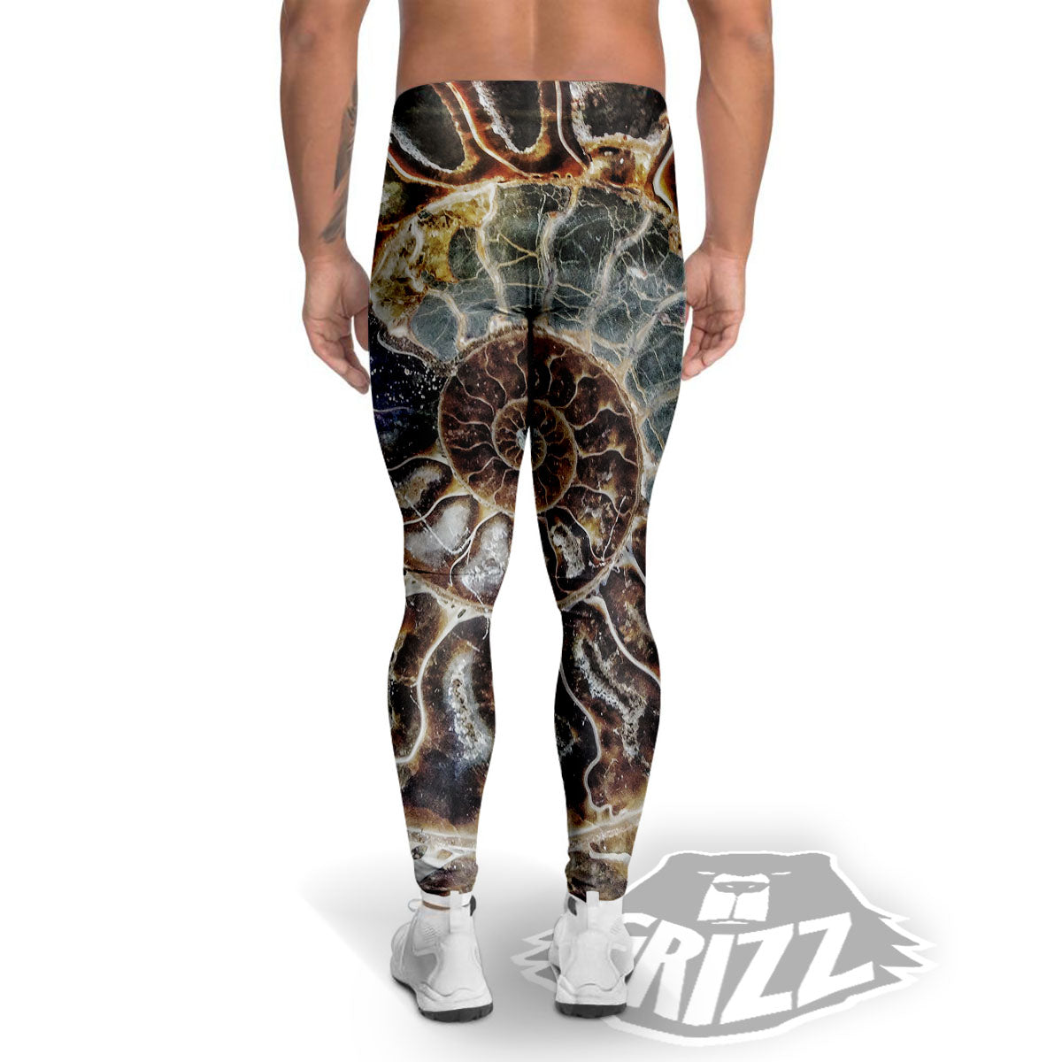 Fossil Ammonite Print Men's Leggings-grizzshop