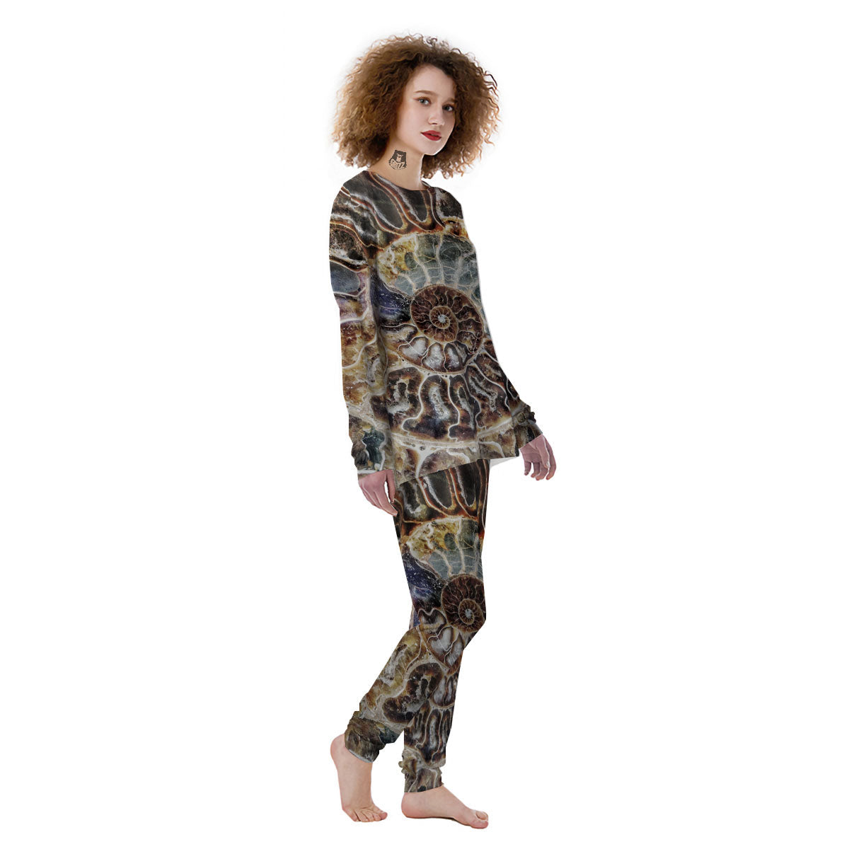 Fossil Ammonite Print Women's Pajamas-grizzshop