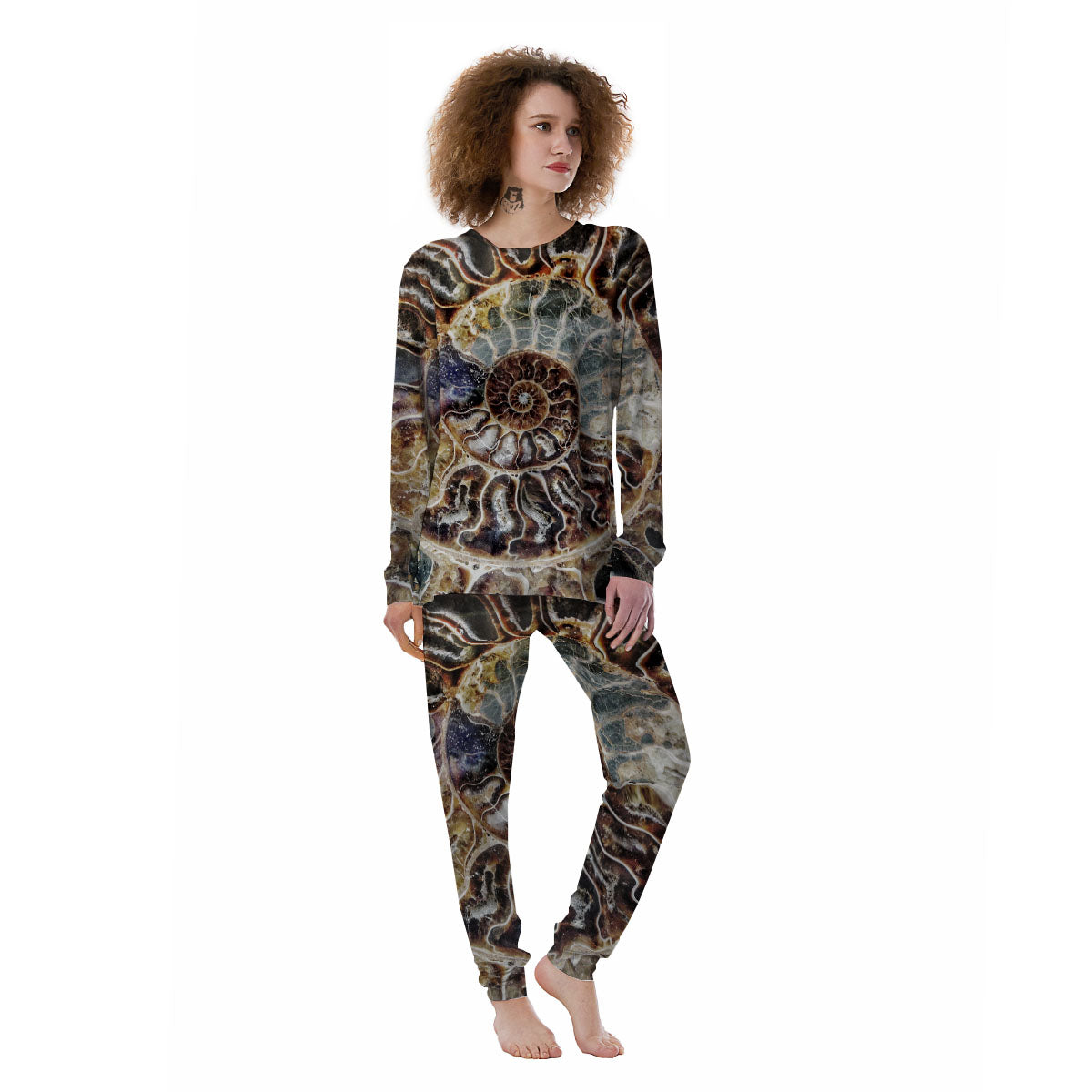 Fossil Ammonite Print Women's Pajamas-grizzshop