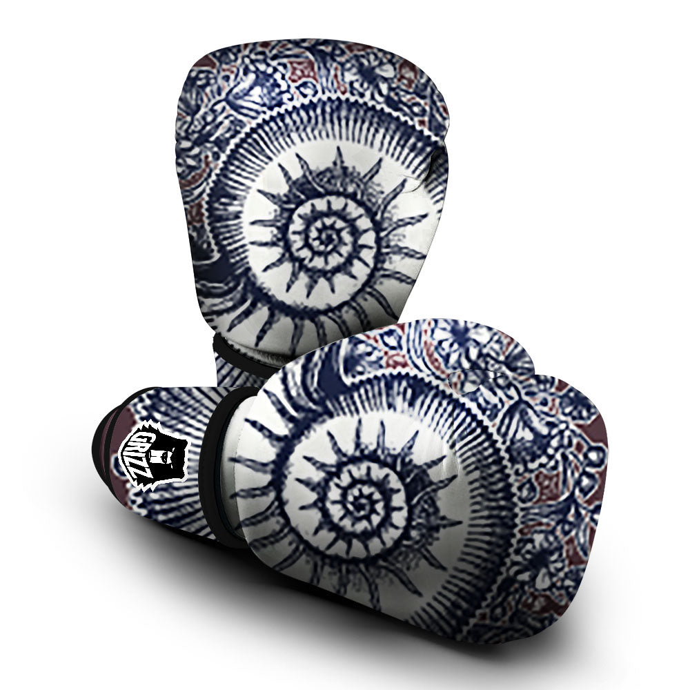 Fossil Ammonite Shell Print Boxing Gloves-grizzshop