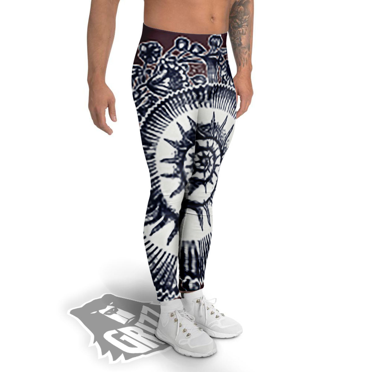 Fossil Ammonite Shell Print Men's Leggings-grizzshop