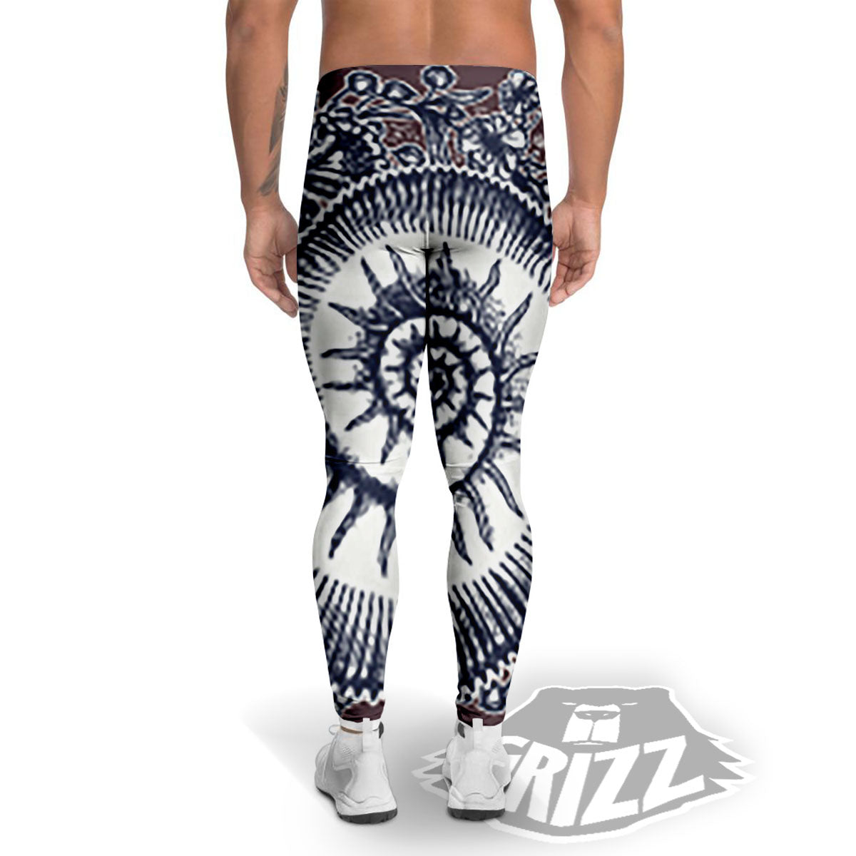 Fossil Ammonite Shell Print Men's Leggings-grizzshop
