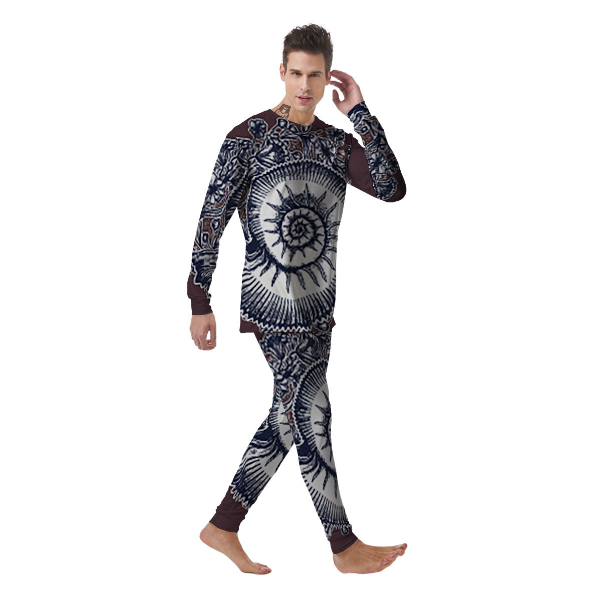 Fossil Ammonite Shell Print Men's Pajamas-grizzshop