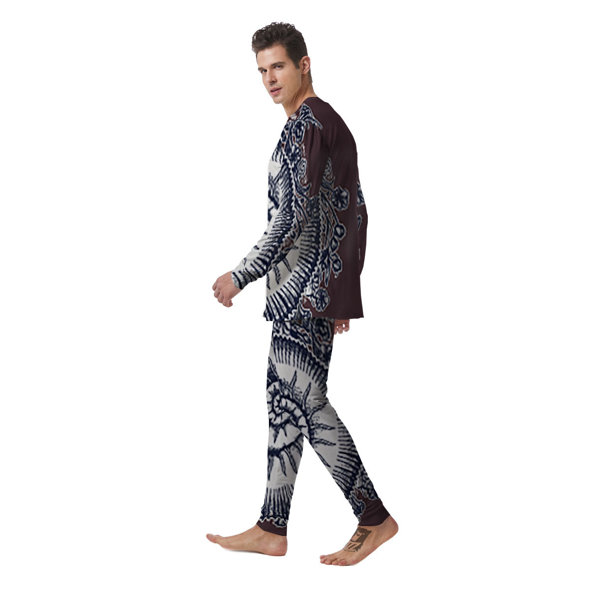 Fossil Ammonite Shell Print Men's Pajamas-grizzshop