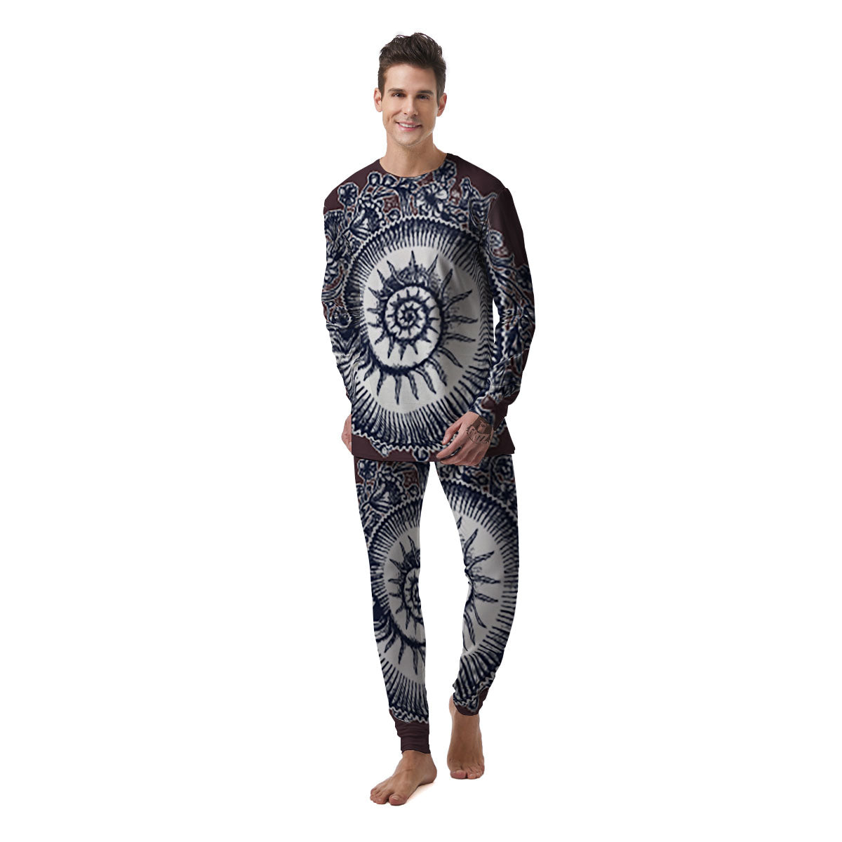 Fossil Ammonite Shell Print Men's Pajamas-grizzshop