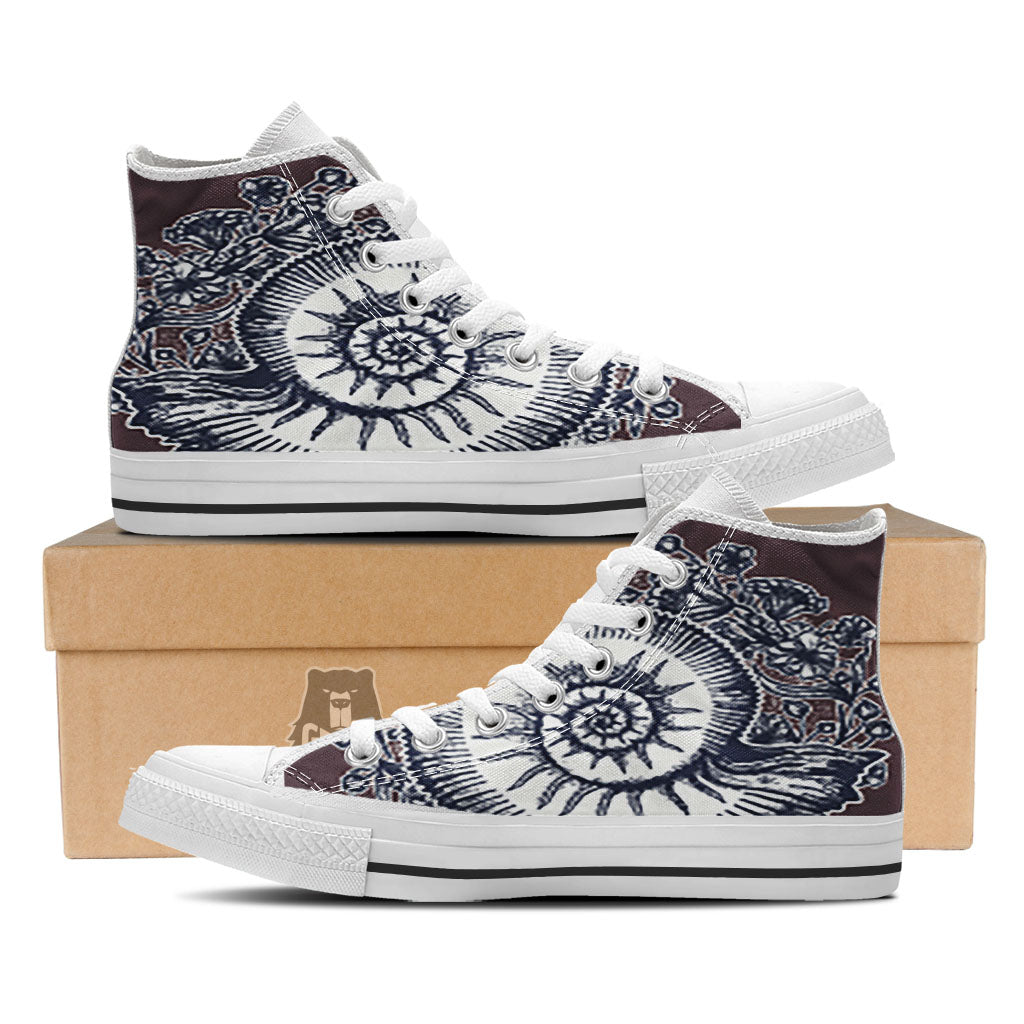 Fossil Ammonite Shell Print White High Top Shoes-grizzshop